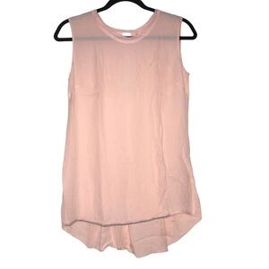 Elie Tahari Silk Peach Orange Open Keyhole Back Flowy Hi/Low Hem Top